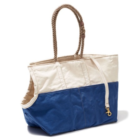 Found my animal Hundetasche Natural & Blue Waxed Cotton Canvas