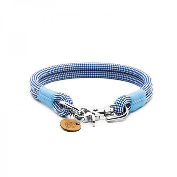 Q3N Hundehalsband Sylter Strick Vichy Blau