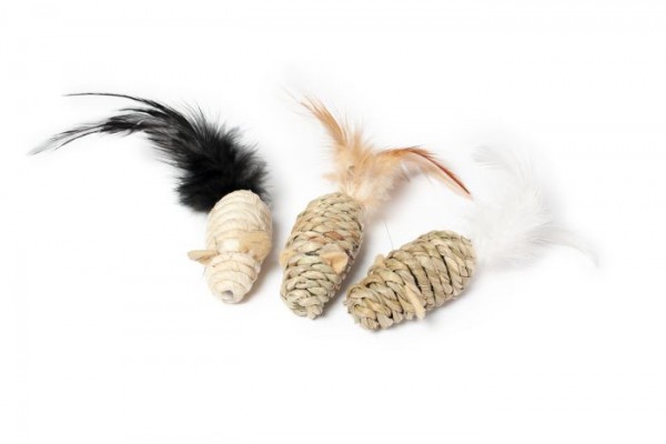 Katzenspielzeug Maus mit Seegras 3er Set