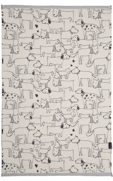 Hundedecke/Teppich mit Saum 'Hunde' Rohweiss, 120x75