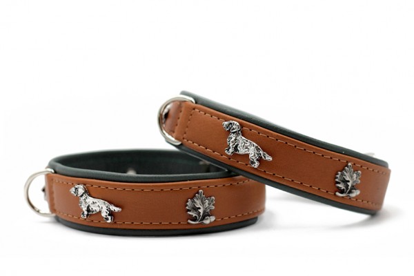 Halsband "Dackel" braun-grün/silber