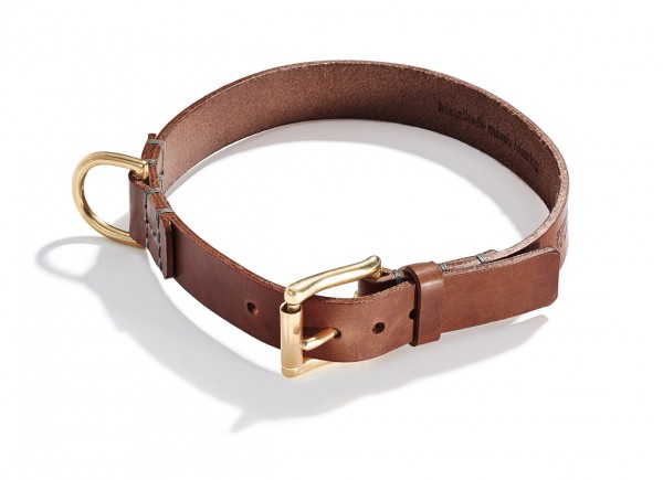 Schröders Hund Halsband Leder Oldschool, Braun