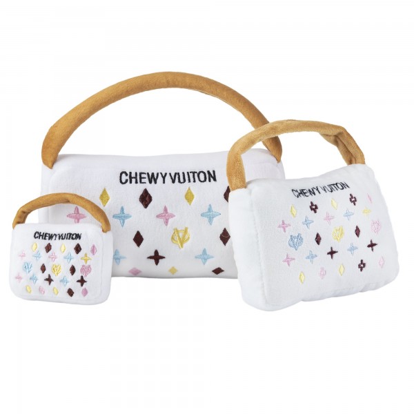Hundespielzeug Plüsch Tasche Chewy Vuiton weiss